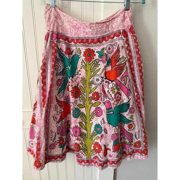 Beautiful Boho Anthropologie Odille Bird Print Skirt Size 10 - Picture 2 of 5